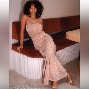 FARLEY STRAPLESS MAXI DRESS - ROSE GOLD STRIPE